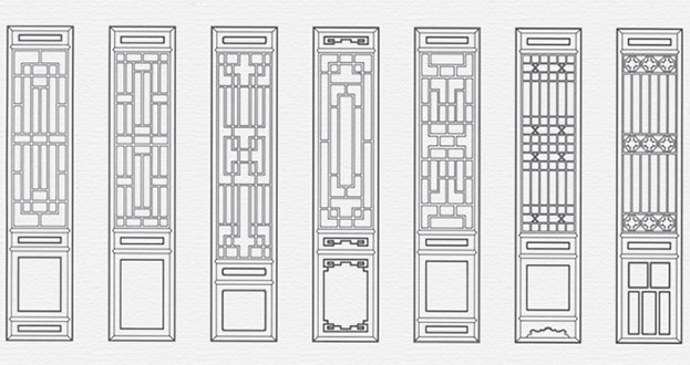 大厂常用中式仿古花窗图案隔断设计图