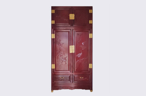 大厂高端中式家居装修深红色纯实木衣柜